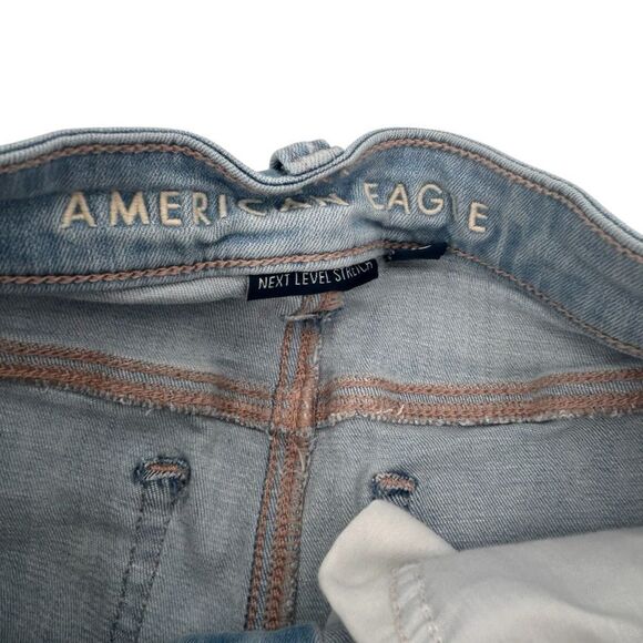 American Eagle light wash high-rise shortie cuffed shorts size 2 - Picture 3 of 5